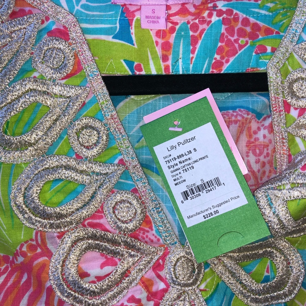 Lilly Pulitzer Gianna Caftan Maxi with Gold embroidered detail size S $228 NWT